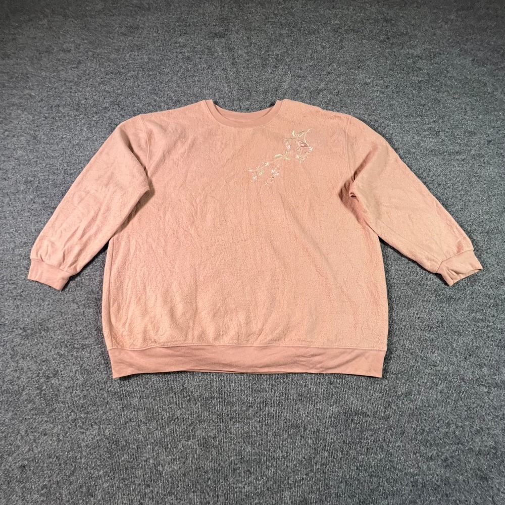Silhouettes Sweatshirt Womens 2X Pink Polyester Fleece Embroidered Winter Travel